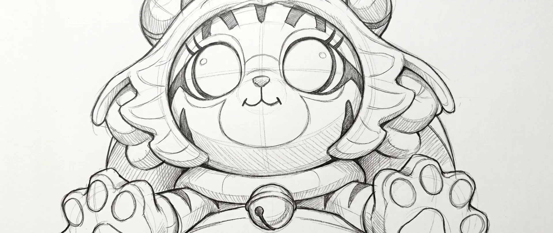 Hand-drawn character sketch — the first step in custom inflatable design