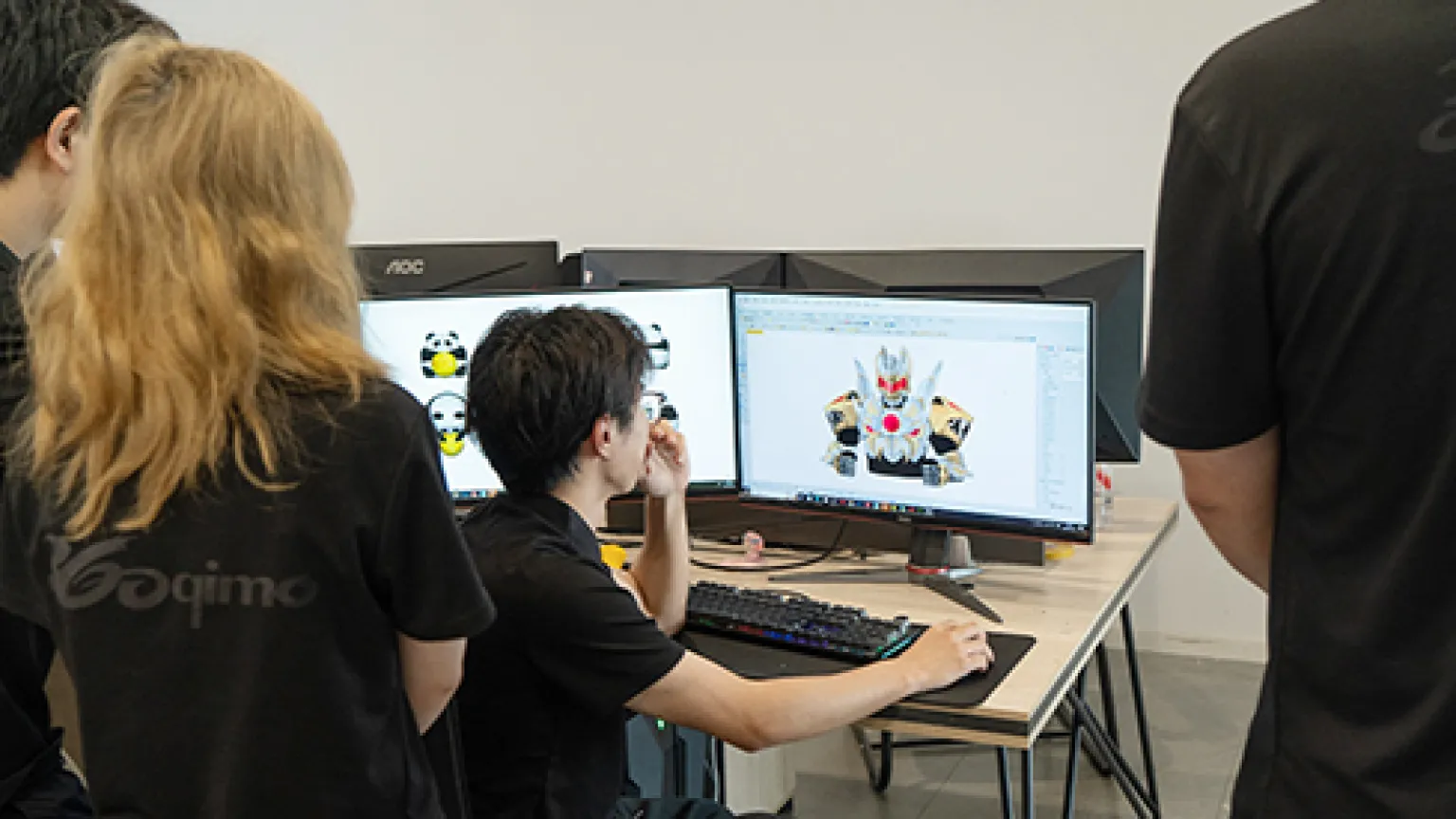 360 Inflatable design team creating 3D models for custom IP inflatable
2. Large-format Epson digital printer producing Pantone-matched inflatable fabric
3. Skilled worker operating industrial sewing machine for inflatable production
4. 360 Inflatable fabric warehouse with Oxford, plush, mirror PVC and transparent PVC materials
5. 24-hour inflation test on giant lifelike sculpture in 360 Inflatable factory