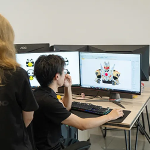 3D modeling workstation for custom inflatable design at 360 Inflatable factory
2. Pattern making and panel cutting layout for custom inflatable production
3. Skilled worker hand-cutting fabric panels in 360 Inflatable factory
4. CNC laser cutting machine precisely cutting inflatable fabric panels
5. Heat transfer printing process applying graphics to inflatable fabric
6. Technician assembling LED lighting components for custom inflatable
7. Worker assembling blower unit for inflatable product at 360 Inflatable
8. Experienced seamstress double-stitching inflatable fabric panels
9. Finished custom inflatable ready for quality inspection at 360 Inflatable